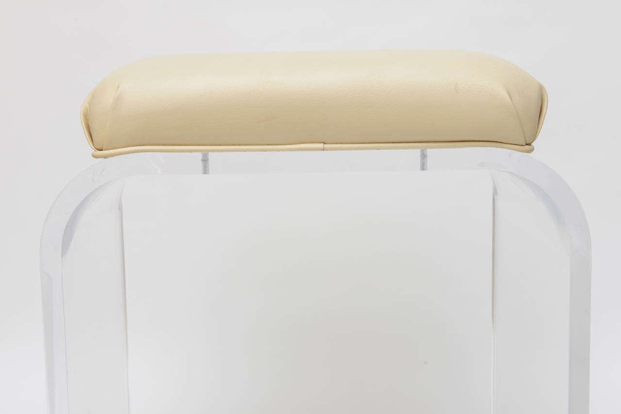 Charles Hollis Jones Style Waterfall Shaped Lucite Vanity Bench with Cushion 4