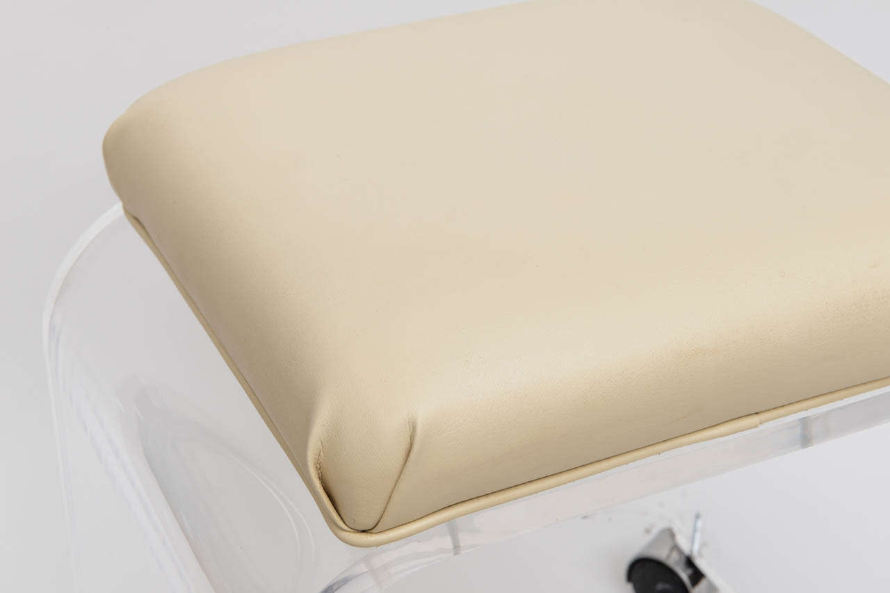 Charles Hollis Jones Style Waterfall Shaped Lucite Vanity Bench with Cushion 5