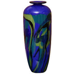 Contemporary Large Glass Vase "Cobalt Collection" by Ioan Nemtoi