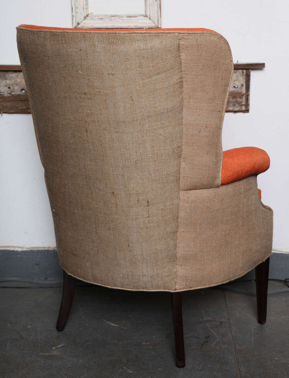 Danish Antique Scandinavian Wingback Chair Updated in jute textile