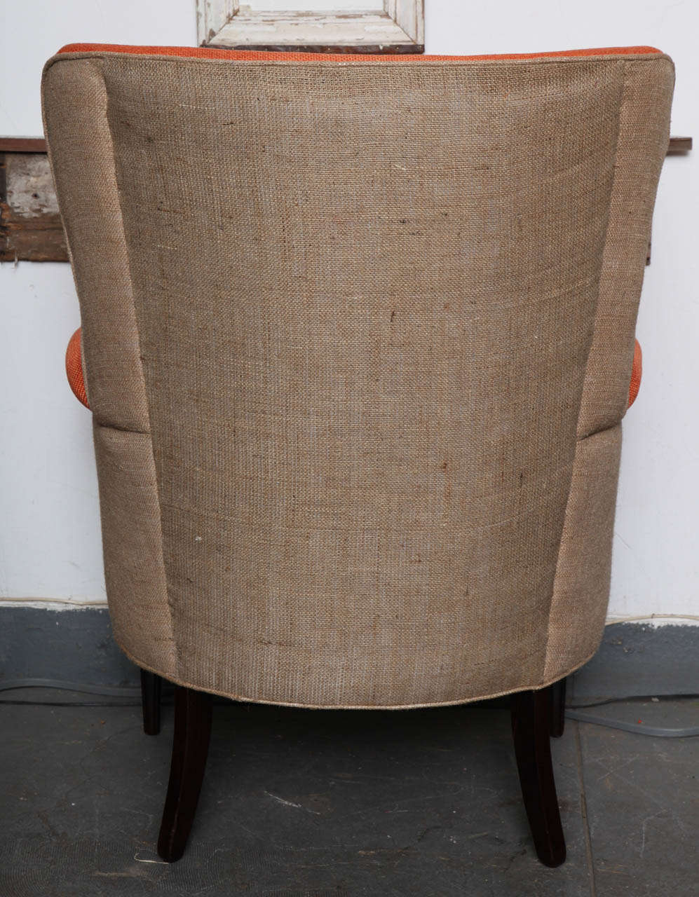 Antique Scandinavian Wingback Chair Updated in jute textile In Excellent Condition In New York, NY