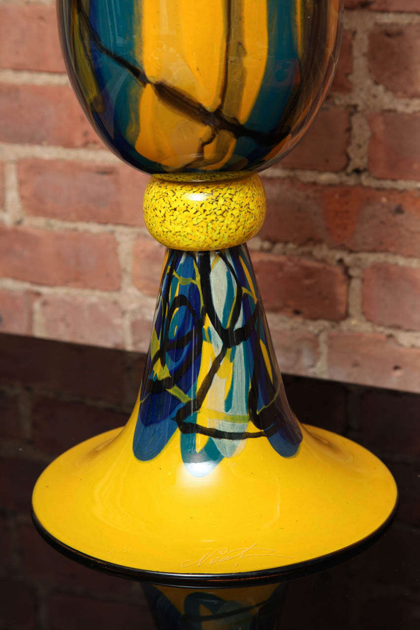 Modern Contemporary Yellow Citron Glass Vase by Ioan Nemtoi