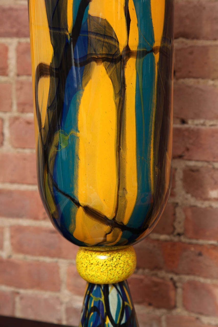 Romanian Contemporary Yellow Citron Glass Vase by Ioan Nemtoi