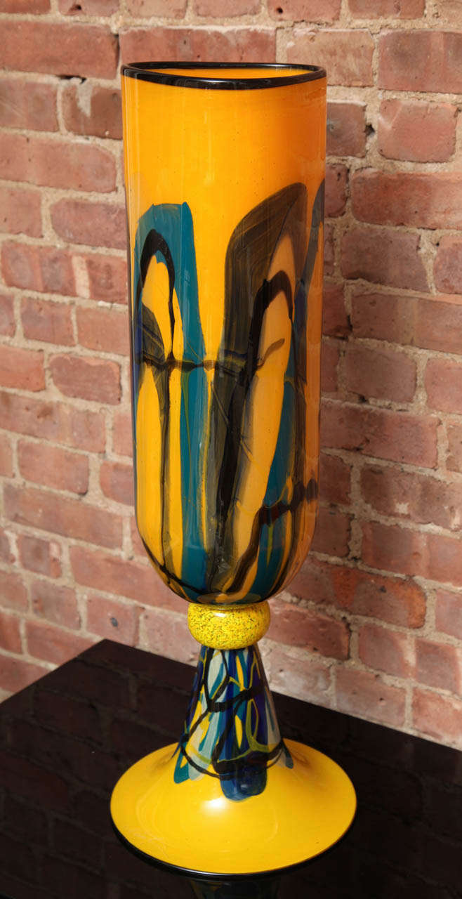 Contemporary Yellow Citron Glass Vase by Ioan Nemtoi 1