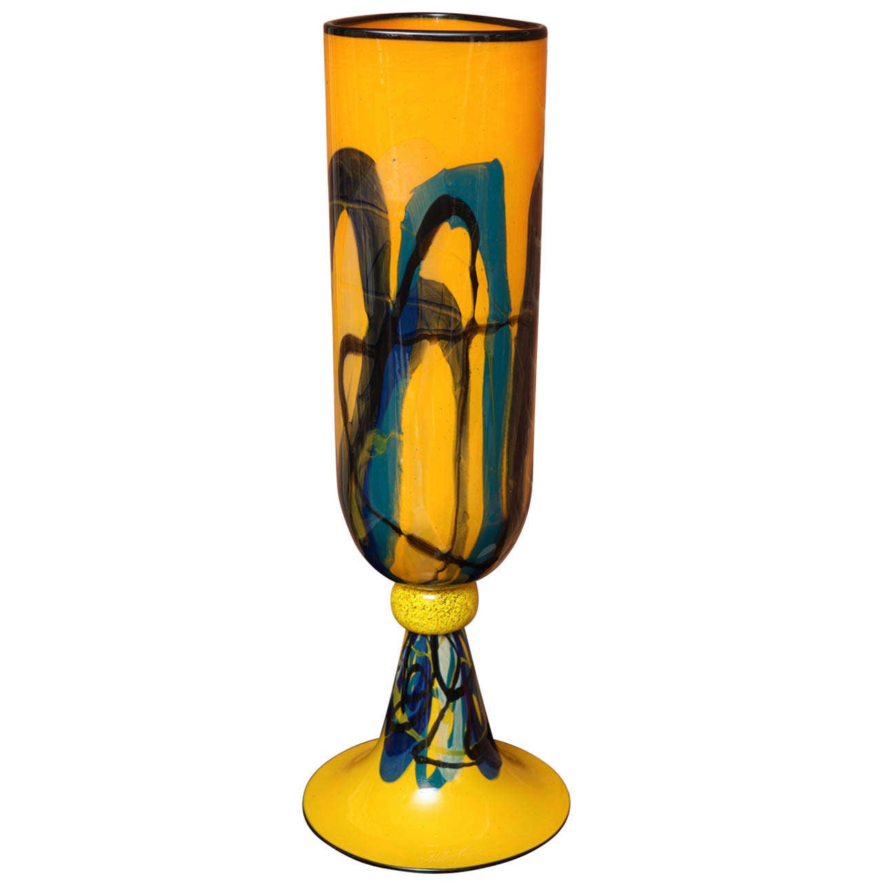 Contemporary Yellow Citron Glass Vase by Ioan Nemtoi