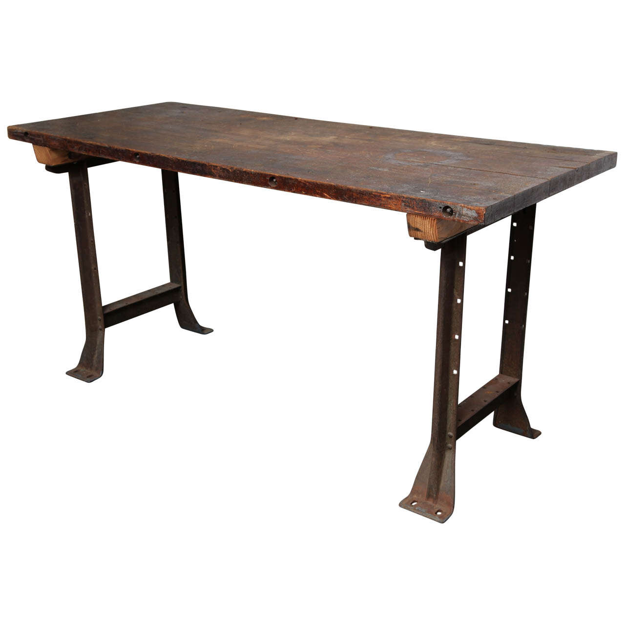 Antique Industrial French Kitchen Oak Table