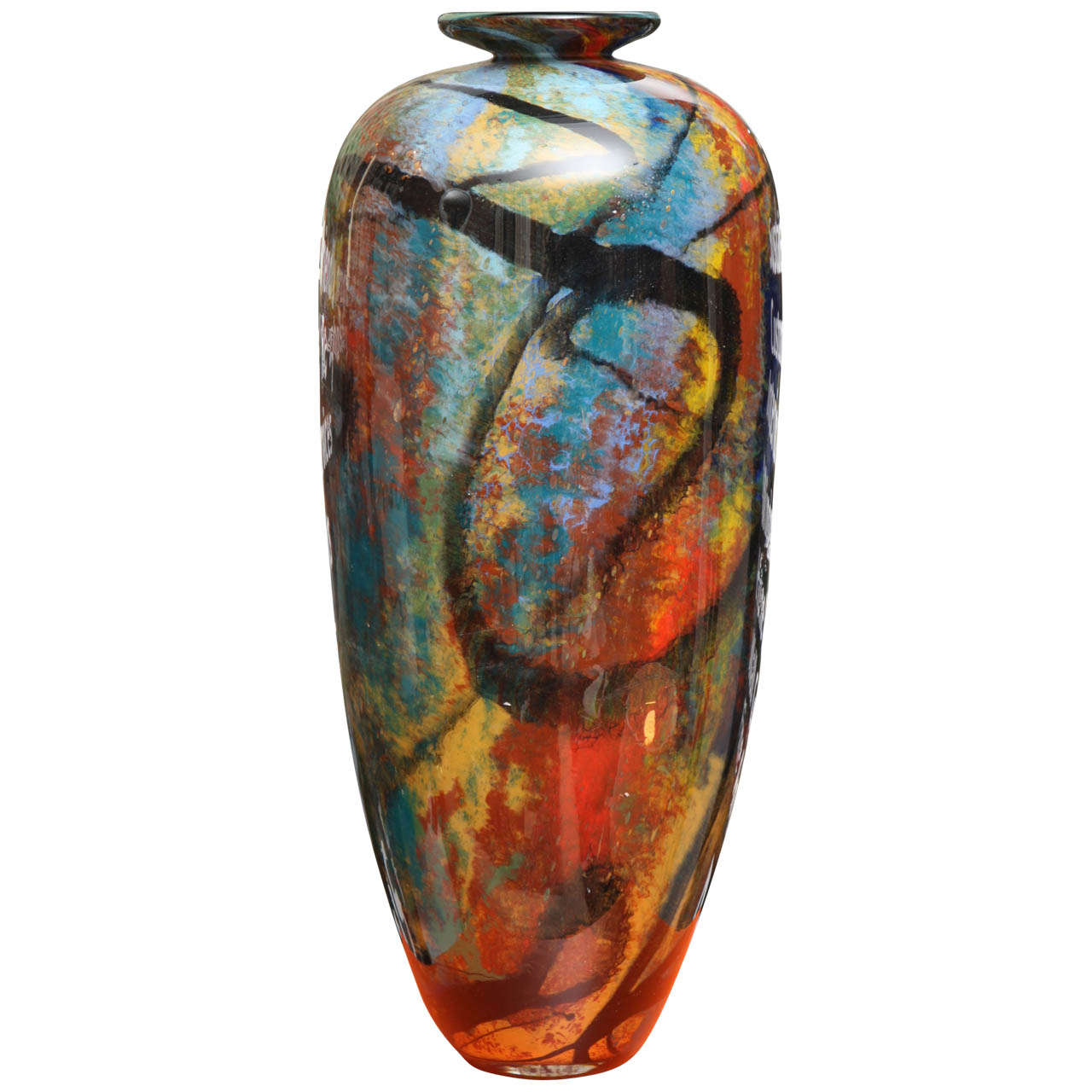 Contemporary Glass Large Vase "Forest Collection"  by Ioan Nemtoi