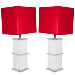 Pair Of 1970's Acrylic Lamps