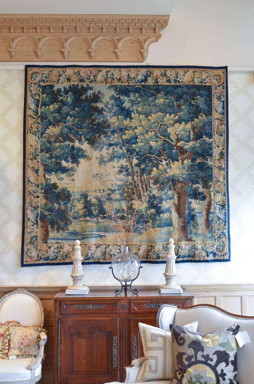 Aubusson 18th Century Brussels Tapestry in Silk and Wool circa 1760
