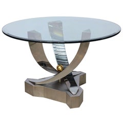 Greg Sheres Polished Stainless Steel and 24-Karat Gold Plated Brass Center Table