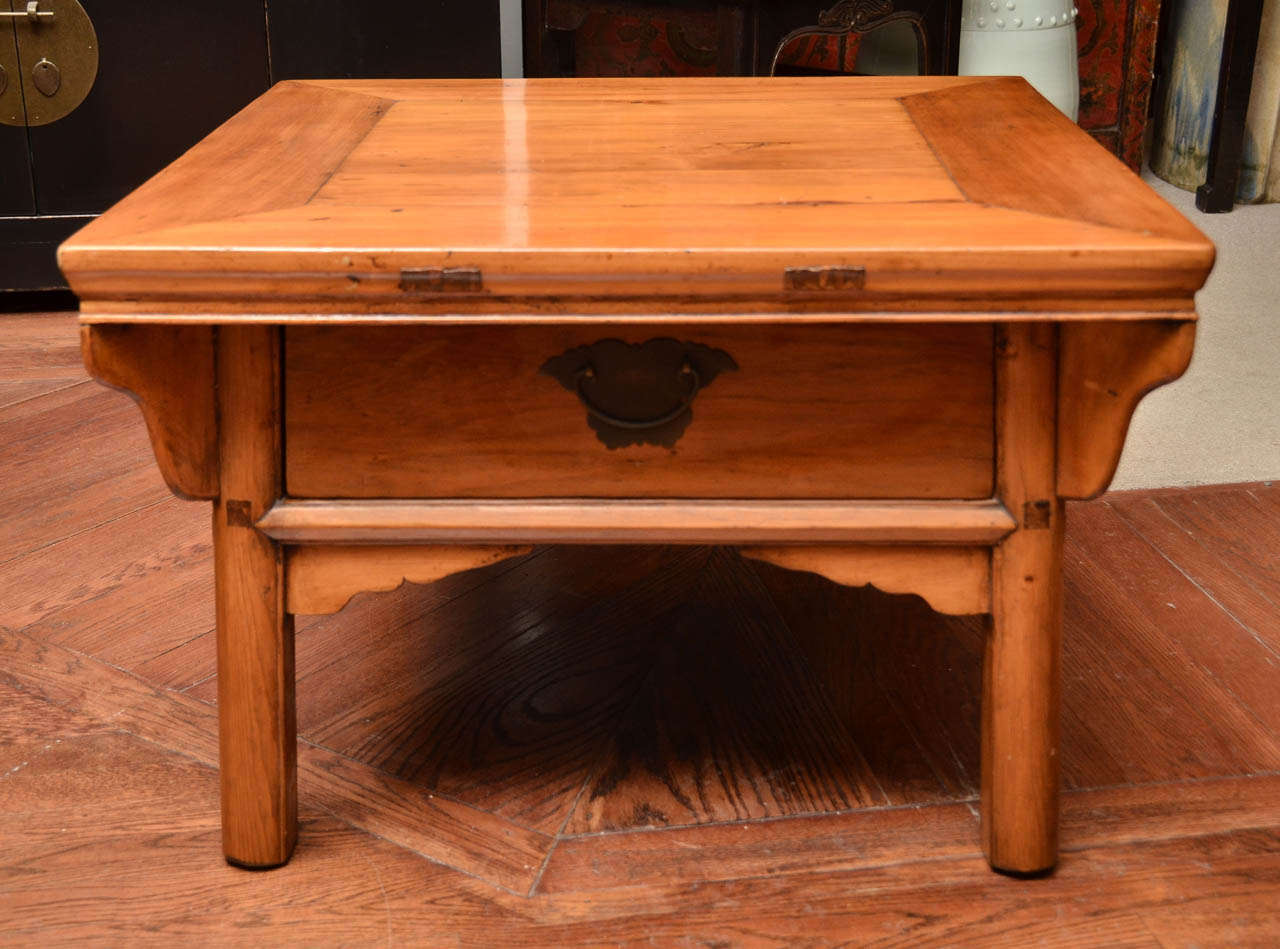 Turn of the Century Qing Dynasty Southern Elm Tea Table with Single Drawer