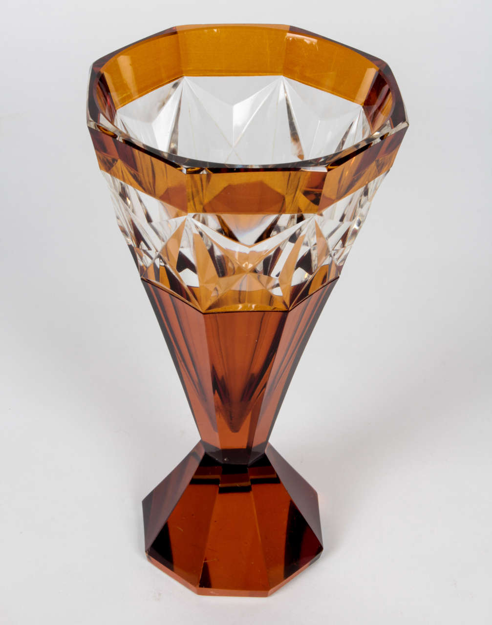 Czech Cubism / Art Deco Panel-cut crystal vase c. 1912-25 In Excellent Condition For Sale In New York, NY