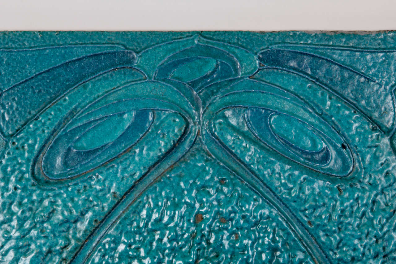 Hector Guimard for Maison Coilliot / Art Nouveau glazed lava tile 1898 For Sale 1