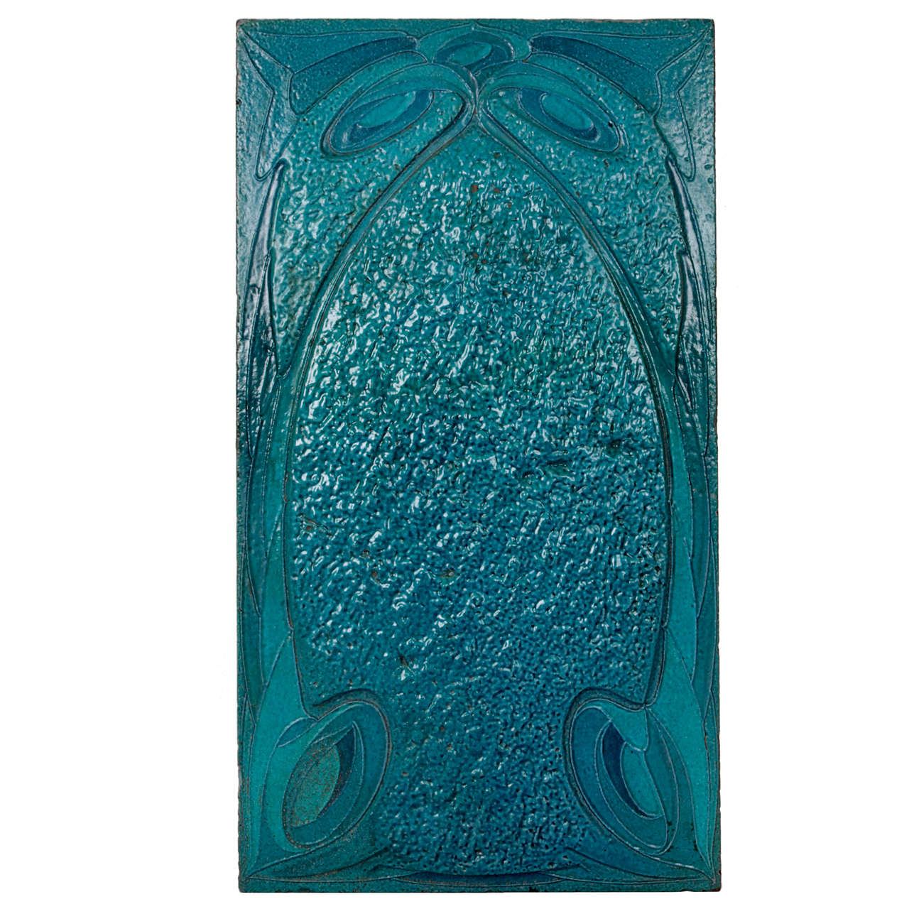 Hector Guimard for Maison Coilliot / Art Nouveau glazed lava tile 1898 For Sale