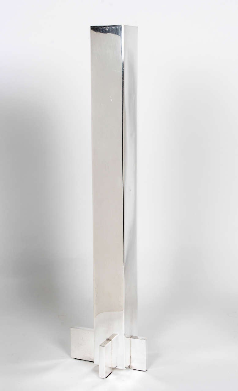 Antonio Piñeda (1919-2009) Taxco, Mexico

Important Architectural Candlesticks circa 1955-1960

Hand-wrought sterling silver in exaggerated tall rectangular forms with various size rectangular geometric elements attached as the base supports,