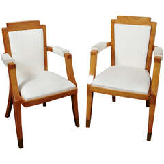 Pair of Beech Tree Armchairs by G. Darbois-Gaudin, 1949 5