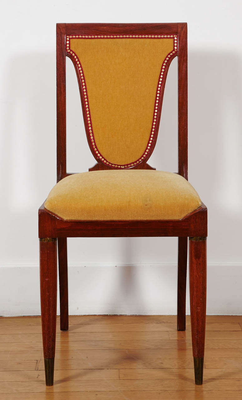 Art Deco Set of Eight Mahogany Chairs, 1930's, By Christian Krass