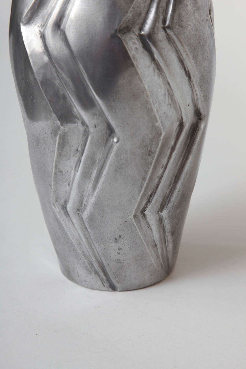 French Pierre DuMont Art Deco Pewter Vase