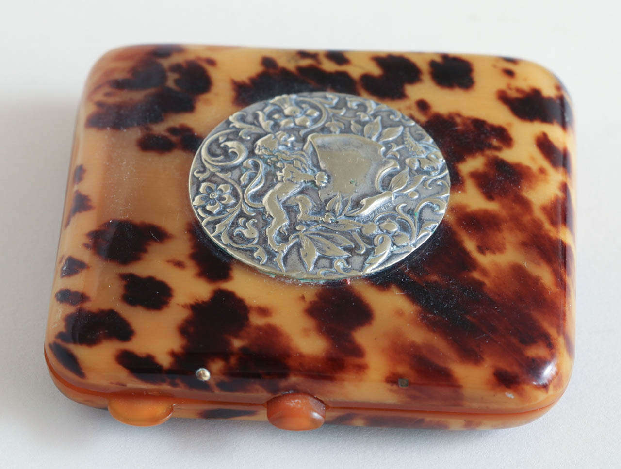 Silver Art Deco Faux Tortoiseshell Cigarette Case by Holy Frères