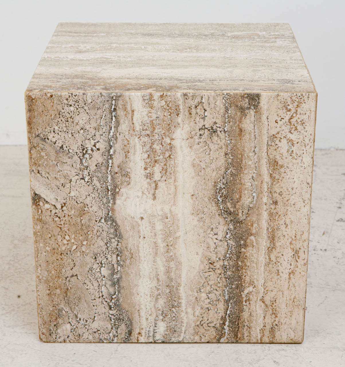 travertine block side table