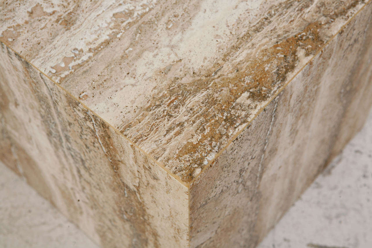 Mid-20th Century Travertine Cube Side Table