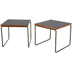 Pair of Black Laminate Tables by Pierre Guariche