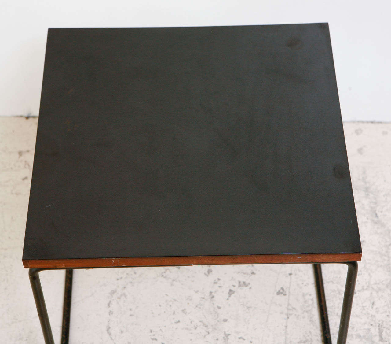 Pair of Black Laminate Tables by Pierre Guariche In Excellent Condition In Los Angeles, CA