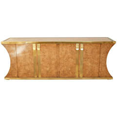 Mastercraft Burl and Brass Credenza Mastercraft Burl and Brass Credenza