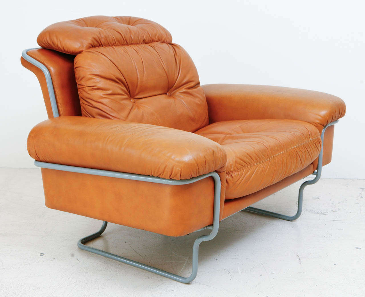 Pair of Tufted Leather Lounge Chairs at 1stdibs