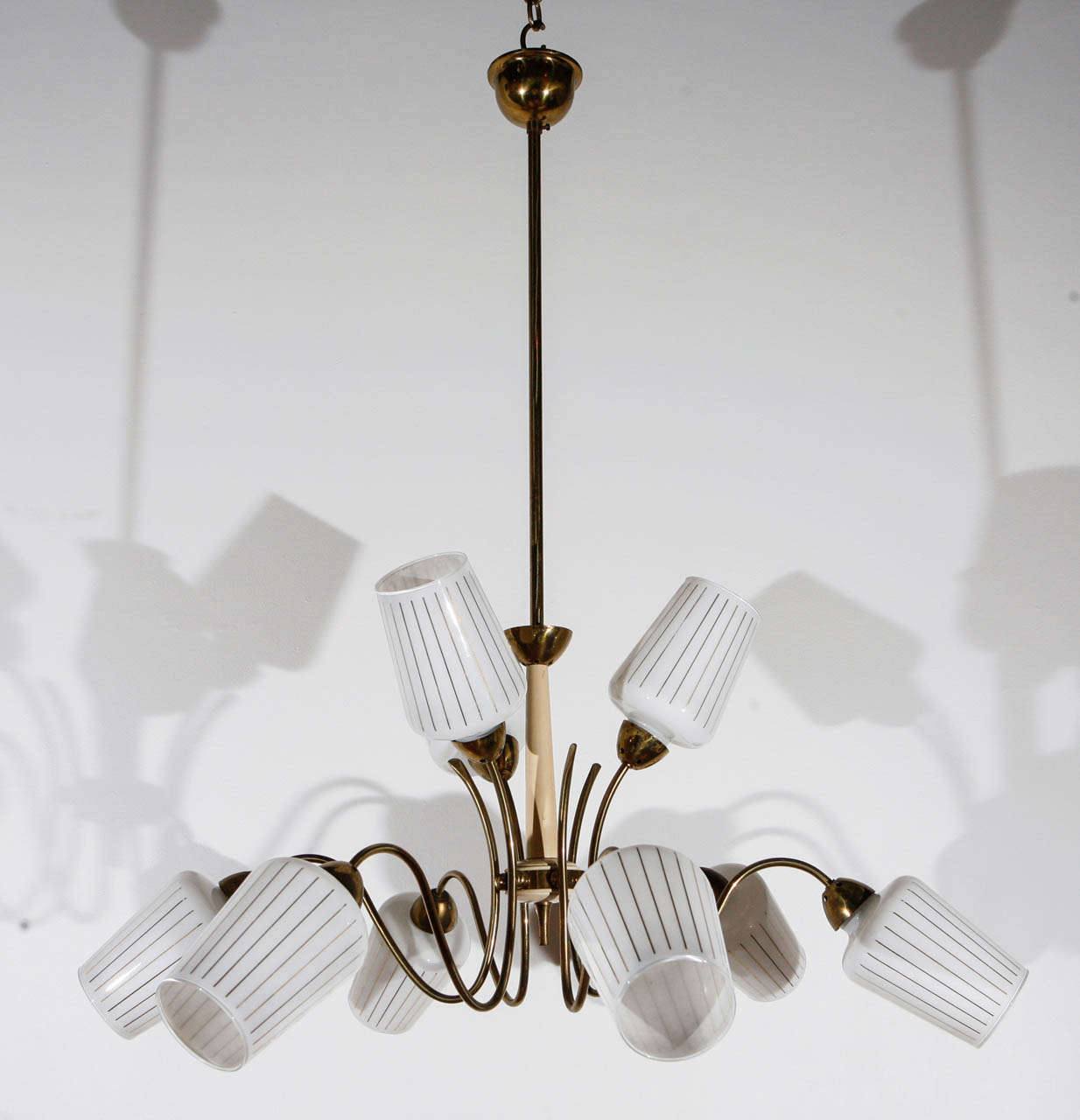 Mid-Century fixture; newly rewired with nine candelabra sockets.