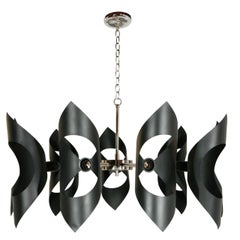 Black and Chrome 1970s Chandelier