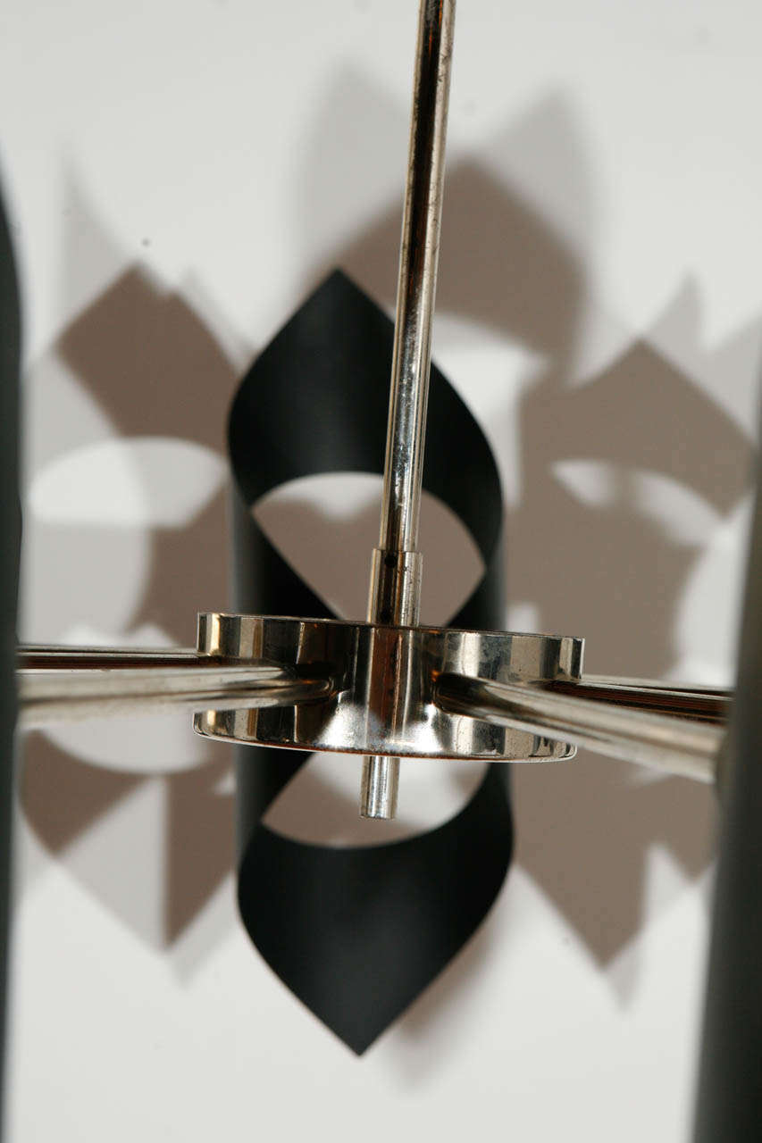 American Black and Chrome 1970s Chandelier