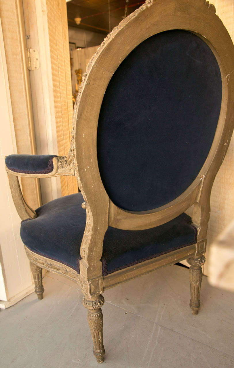 Pair Laarge Scale Louis XVI Style  Painted Fauteuils For Sale 1