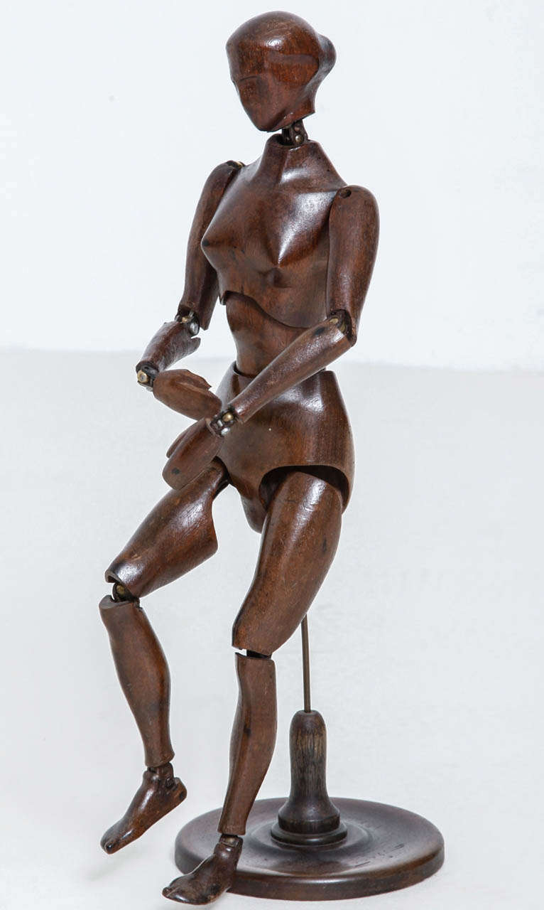 Lay figure articulated mannequin, France, 1870 to 1890.
In oak, original base
