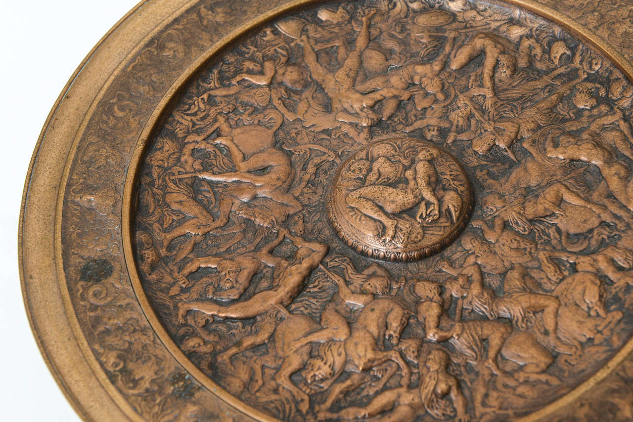 Italian l Grand Tour Bronze Tazza with Amazonian Battle Scene For Sale