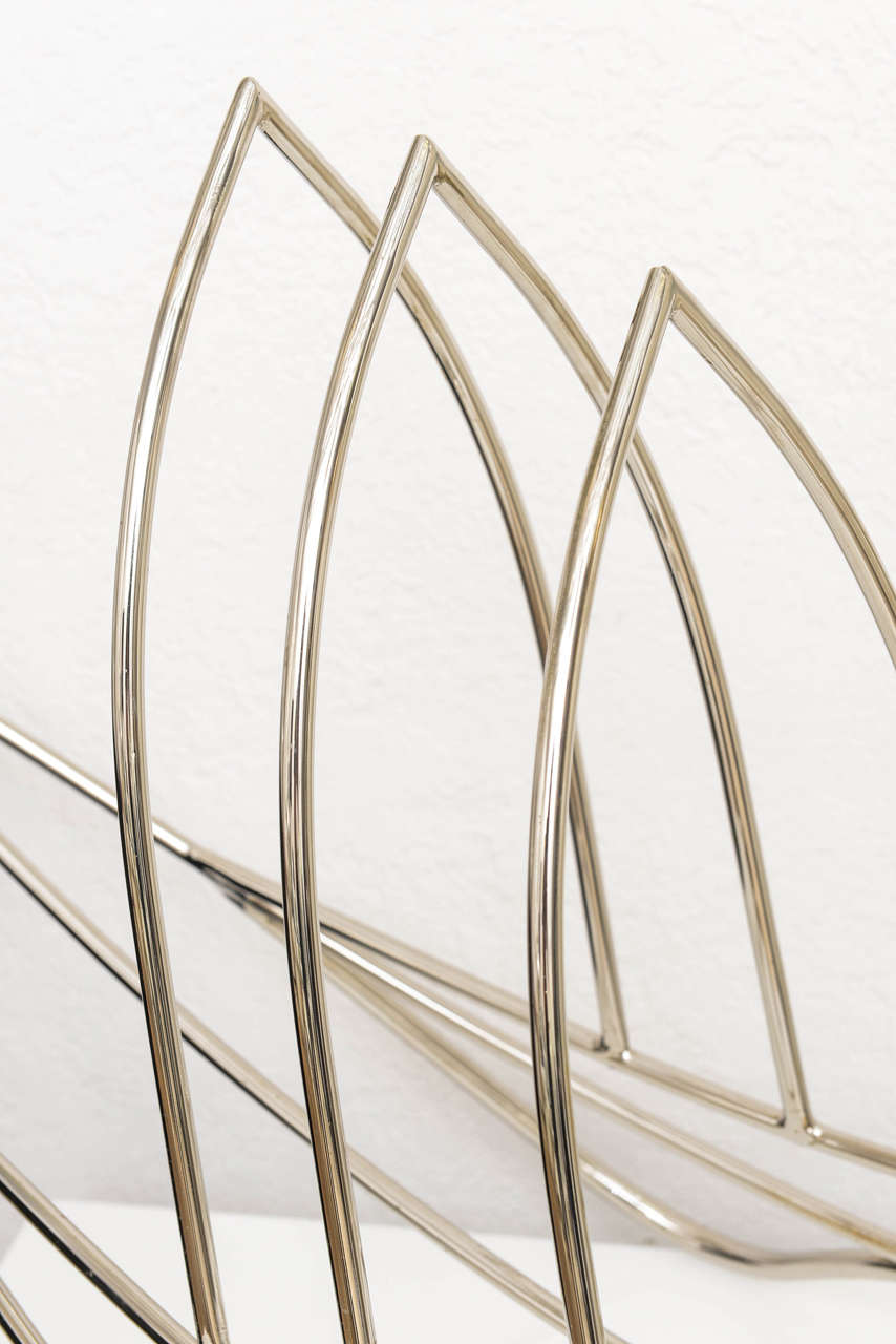 Brass Swan Shaped Magazine Rack in the Manner of Maison Jansen