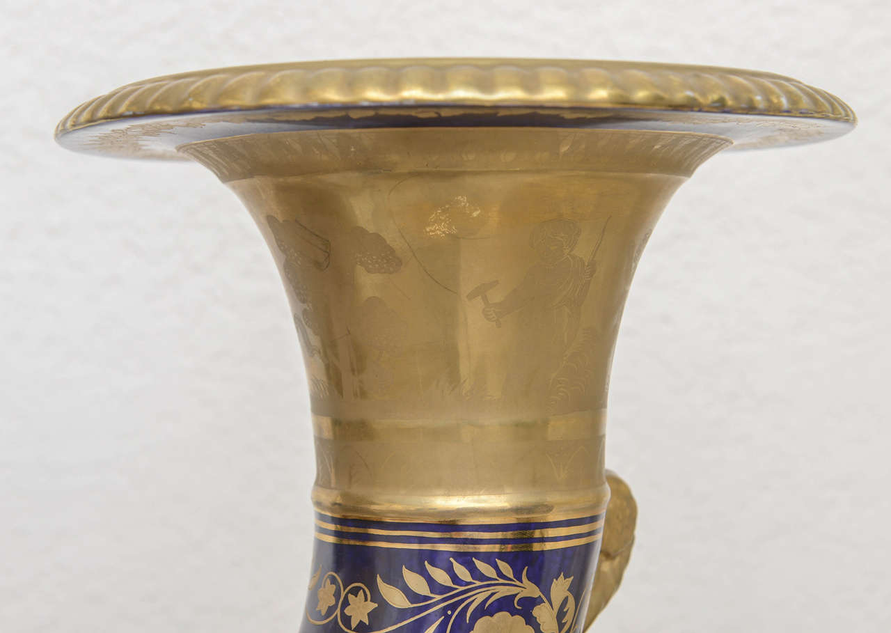 Pair of 19th Century Dresden Neoclassical Cornucopia Mantel Vases 2