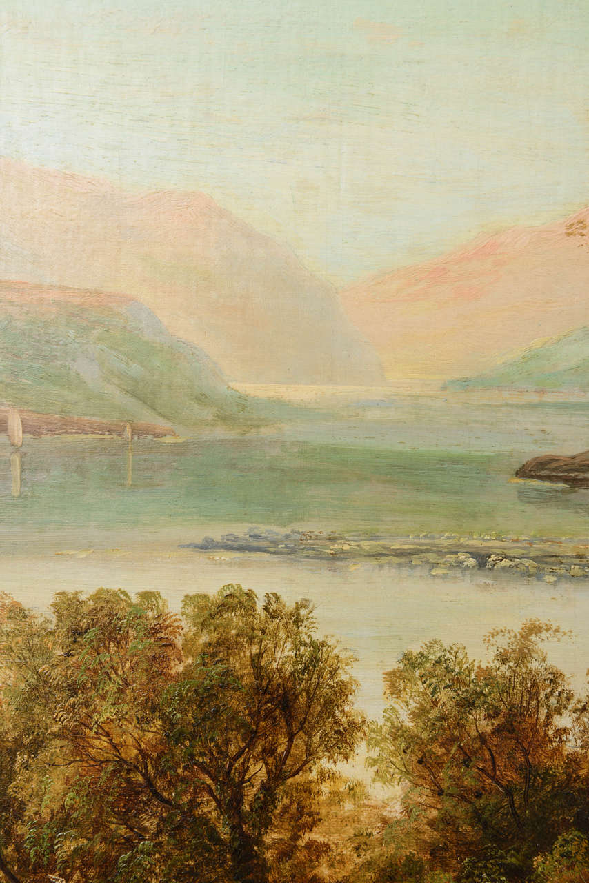 Ölgemälde mit dem Titel „Loch Tyt N. B.“:  Schottland, England, Thomas Hines, 19. Jh. (Farbe) im Angebot