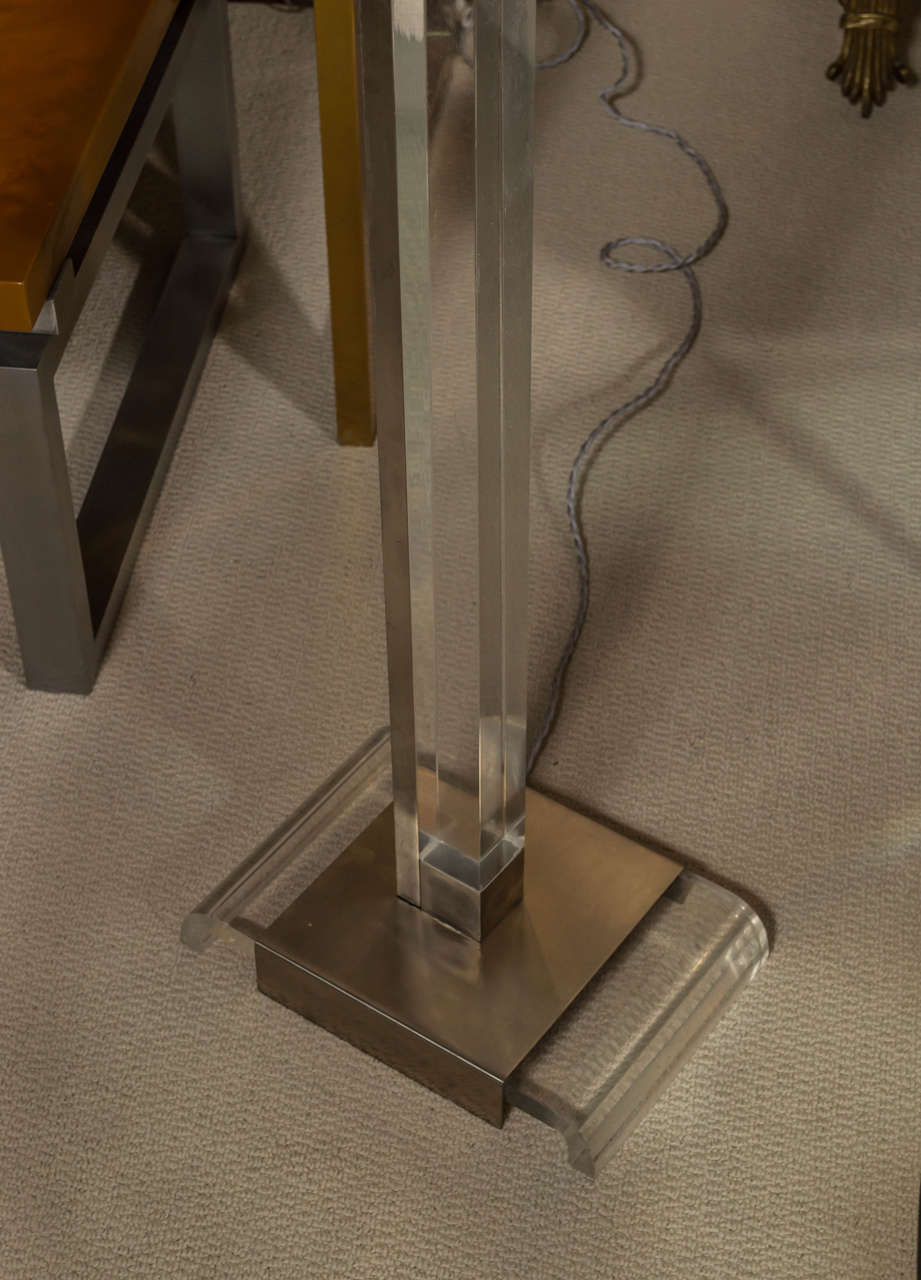 Late 20th Century Lucite and Steel Floor Lamp