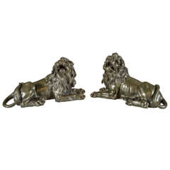 Pair of Neoclassical Bronze Lions