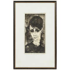 Vintage Etching "Johnathon" by Charlotte Ross