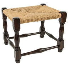 Wood and Rush Footstool