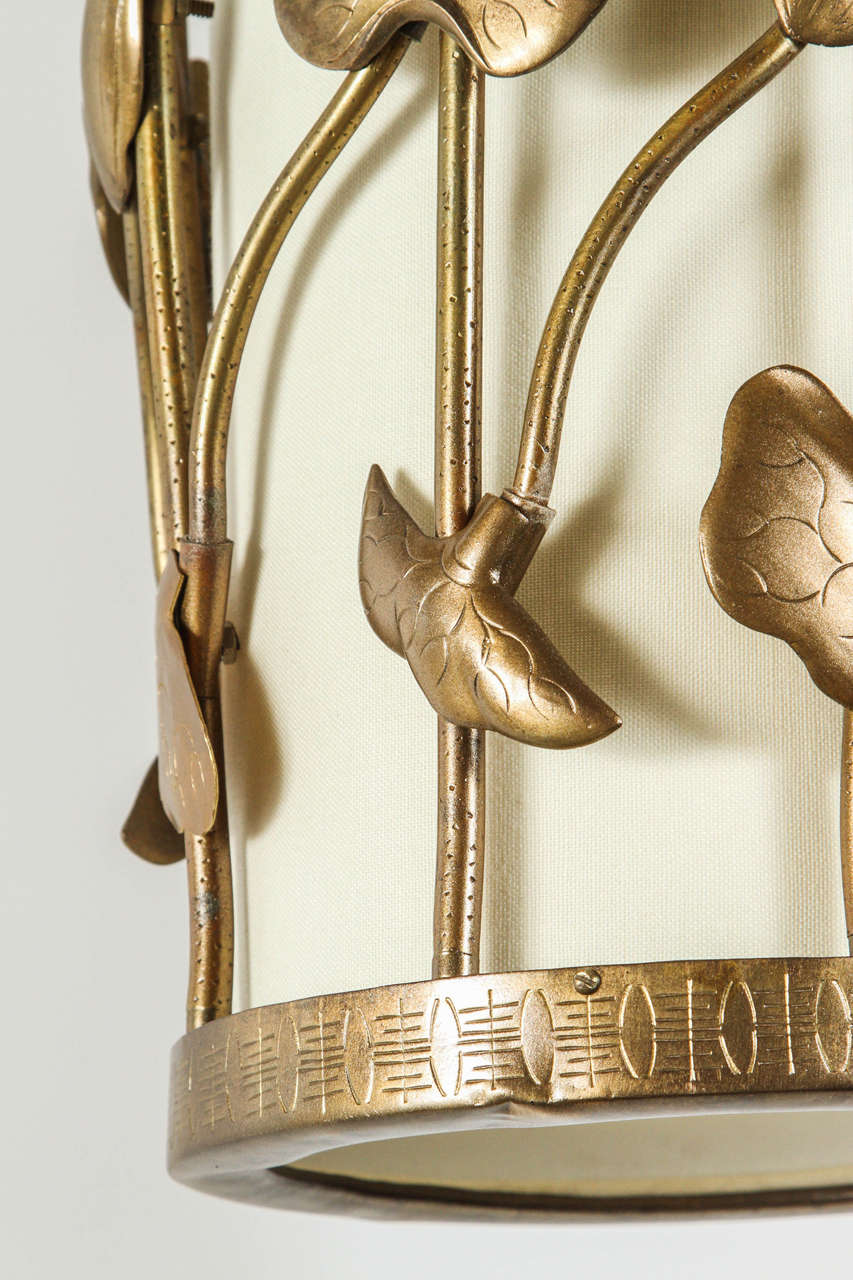 American Brass Lotus Pendant For Sale