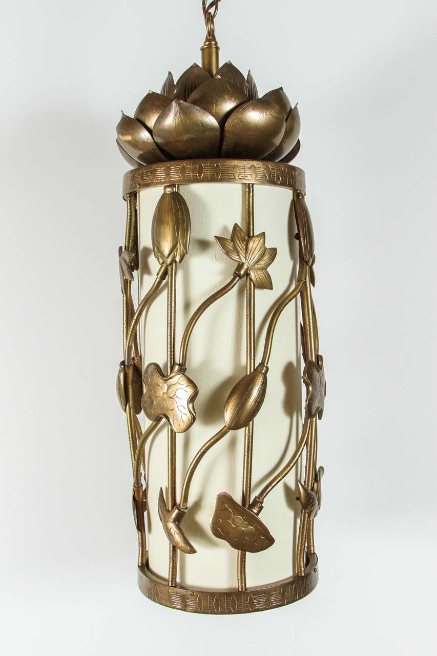 Brass Lotus Pendant For Sale 2