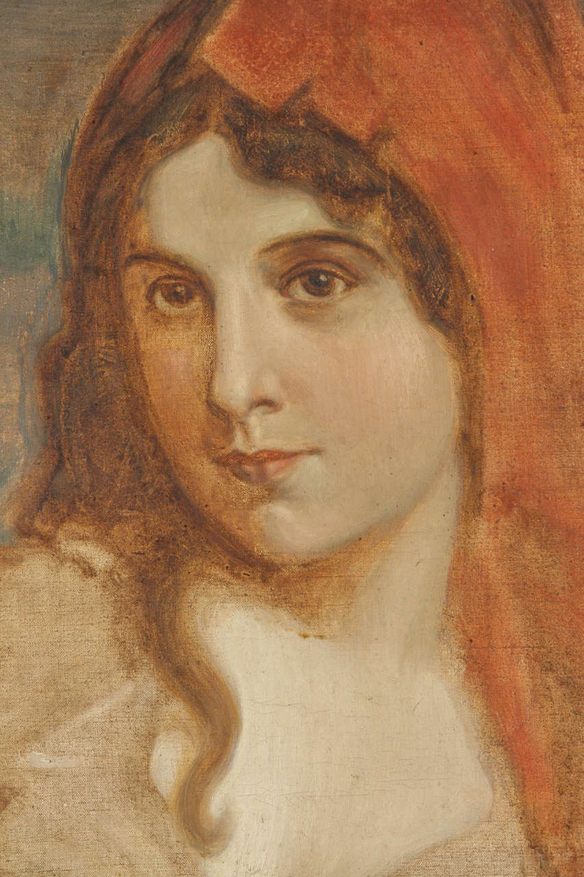 Antique Oil Portrait of a Woman For Sale at 1stDibs