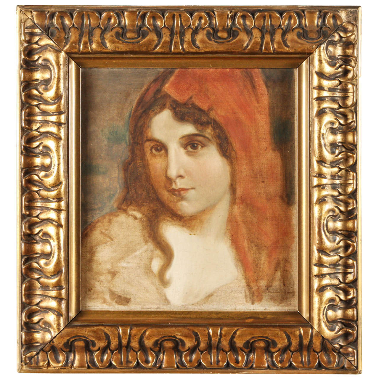Antique Oil Portrait of a Woman For Sale at 1stDibs