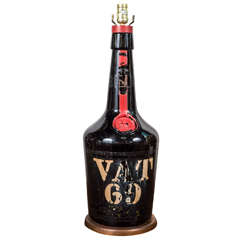 Monumental Antique Vat "69" Whiskey Bottle as a Table Lamp