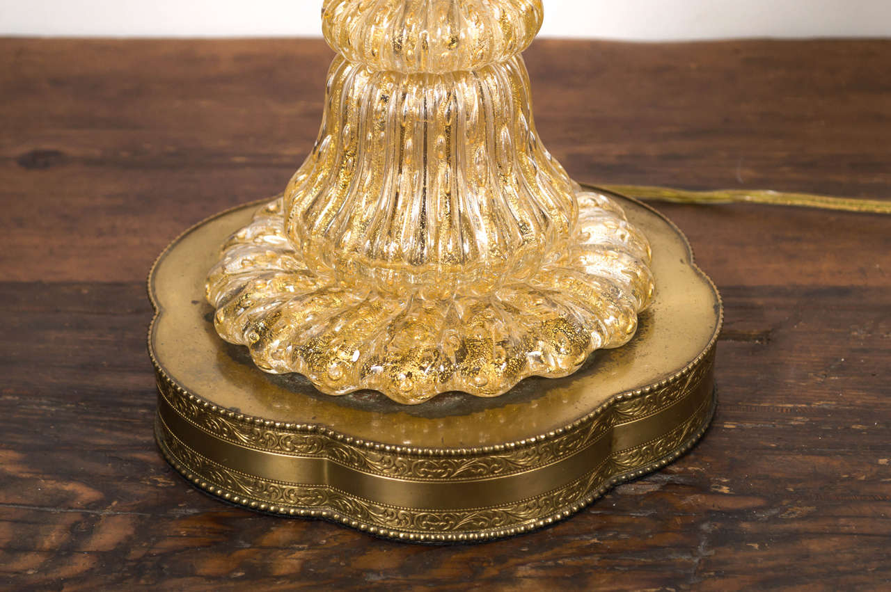 Gold Flecked Murano Table Lamp In Excellent Condition In San Francisco, CA