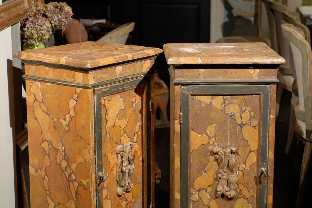 Pair of marbleized Pedestal cabinets with Antique Elements

PLEASE VISIT OUR 1,500+ ITEMS WEBSITE:
WWW.SWEDISHANTIQUES.BIZ