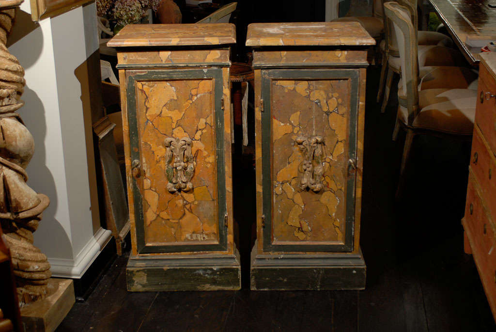 19th Century Pair of Italian Pedestal Cabinets